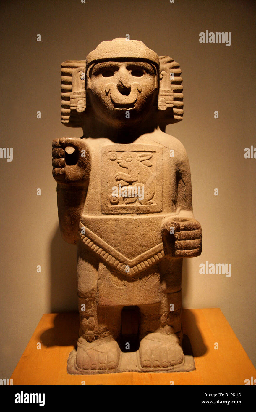 Rabbit God, Pre-Columbian Art from Chicayan, Ozuluama, Veracruz in the National Museum of Anthropology Mexico City. Stock Photo