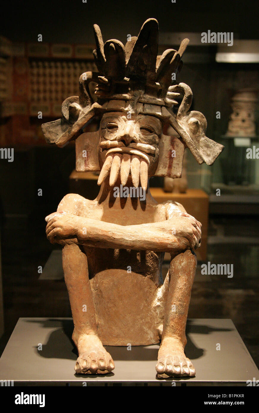 Tlaloc Pueblan God of Water, Pre-Columbian Art from Chicayan, Ozuluama, Veracruz in the National Museum of Anthropology Mexico. Stock Photo
