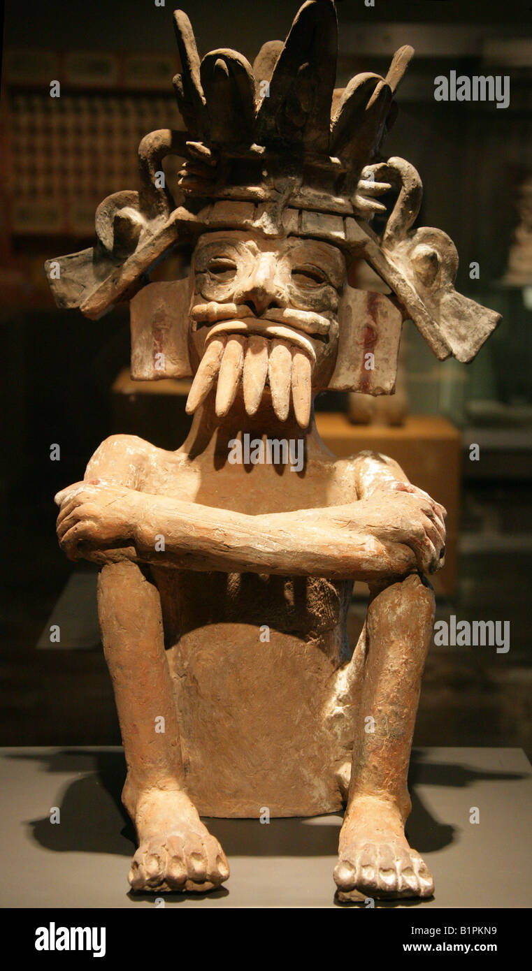 Tlaloc Pueblan God of Water, Pre-Columbian Art from Chicayan, Ozuluama, Veracruz in the National Museum of Anthropology Mexico. Stock Photo