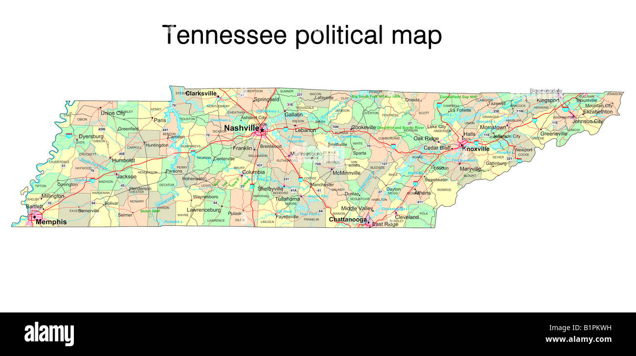 Tennessee State Political Map B1PKWH 