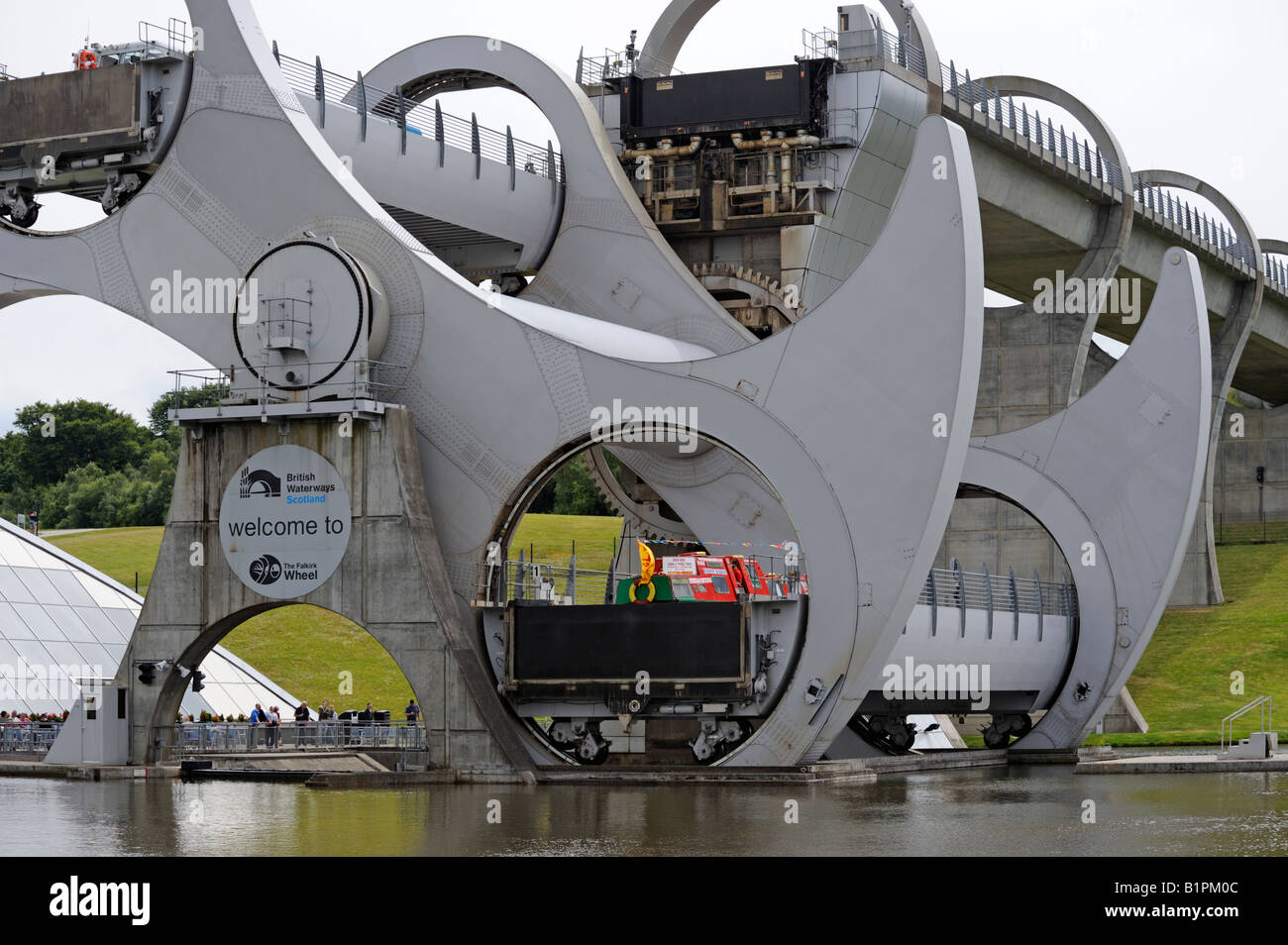 The Falkirk Wheel, Forth and Clyde Canal and Union Canal, Falkirk, Stirlingshire, Scotland, United Kingdom. Stock Photo