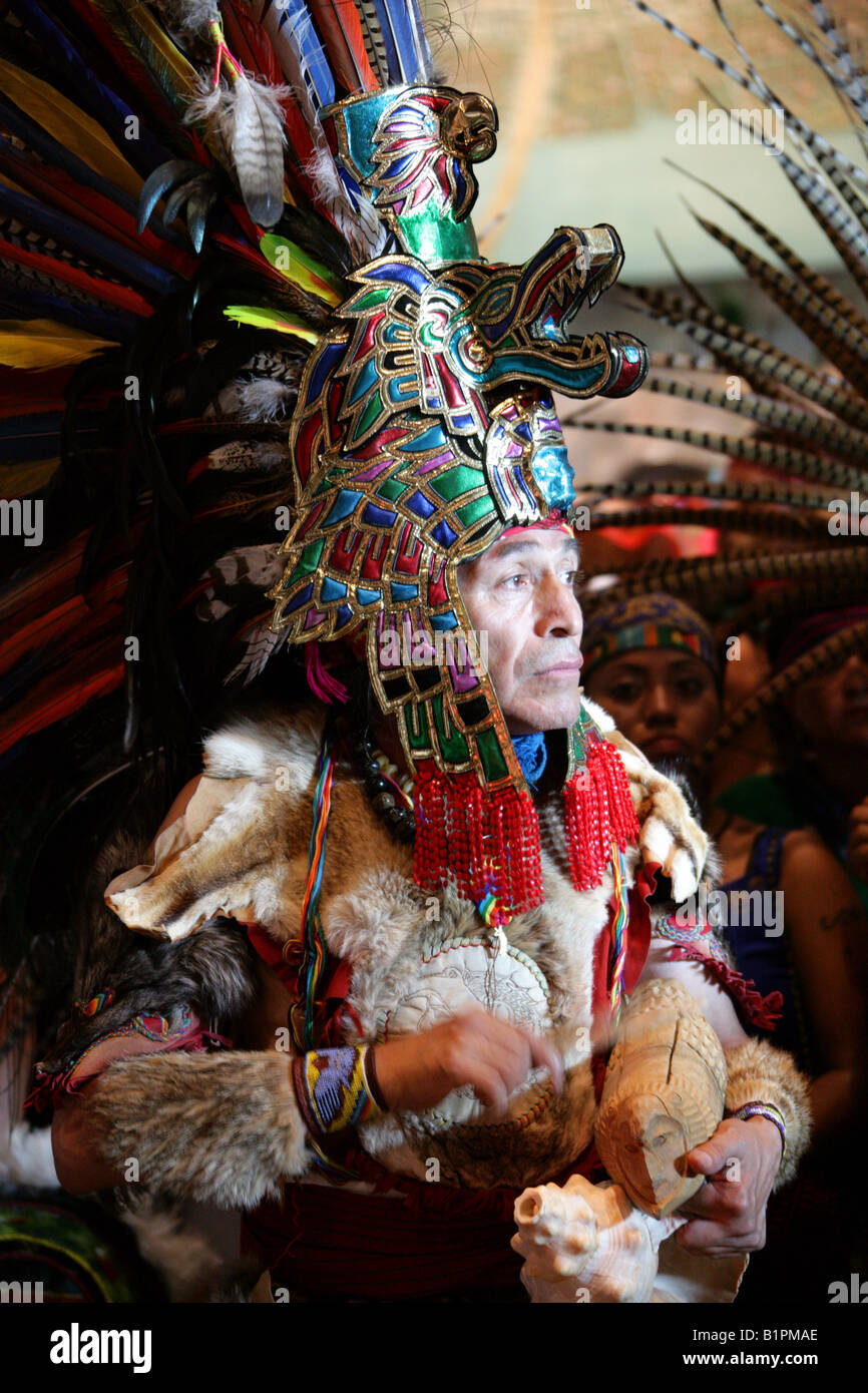 Shaman at an Aztec Celebration in the National Museum of Anthropology Chapultepec Park Mexico City Mexico Stock Photo