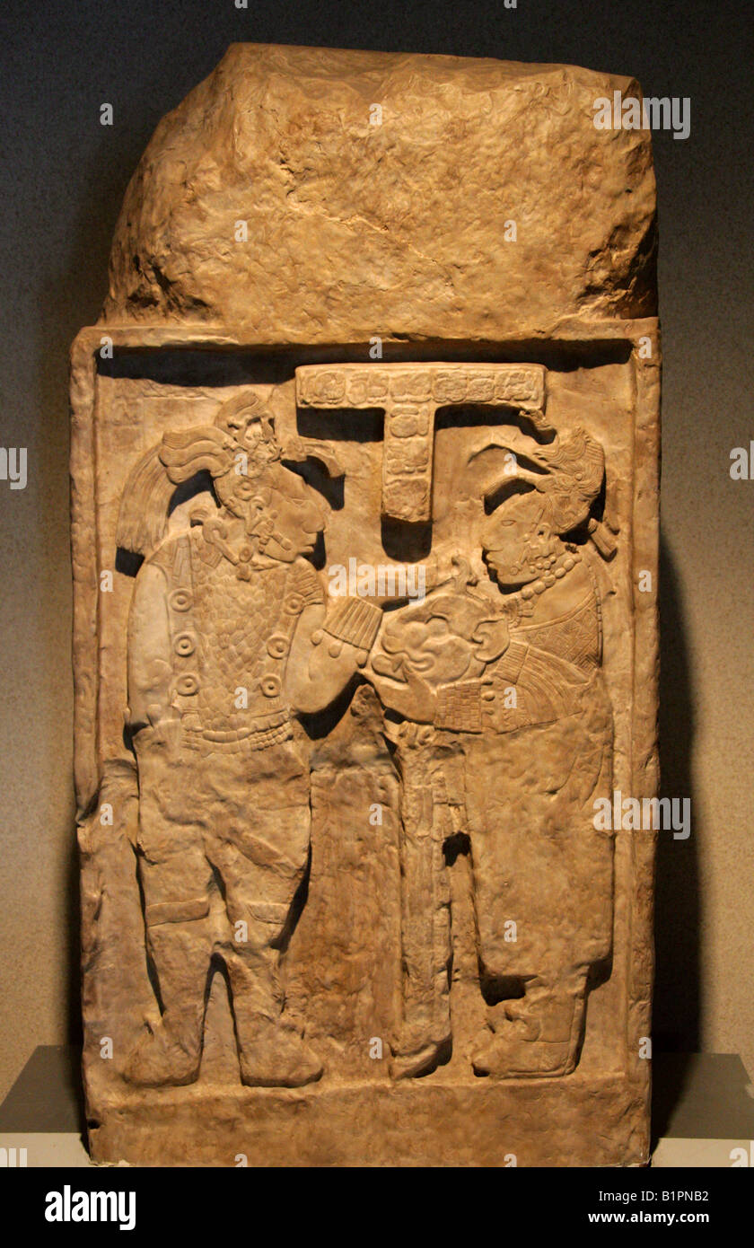 Lintel 26, Mayan Glyph from Yaxchilan, Chiapas in the National Museum of Anthropology, Chapultepec Park, Mexico City Stock Photo