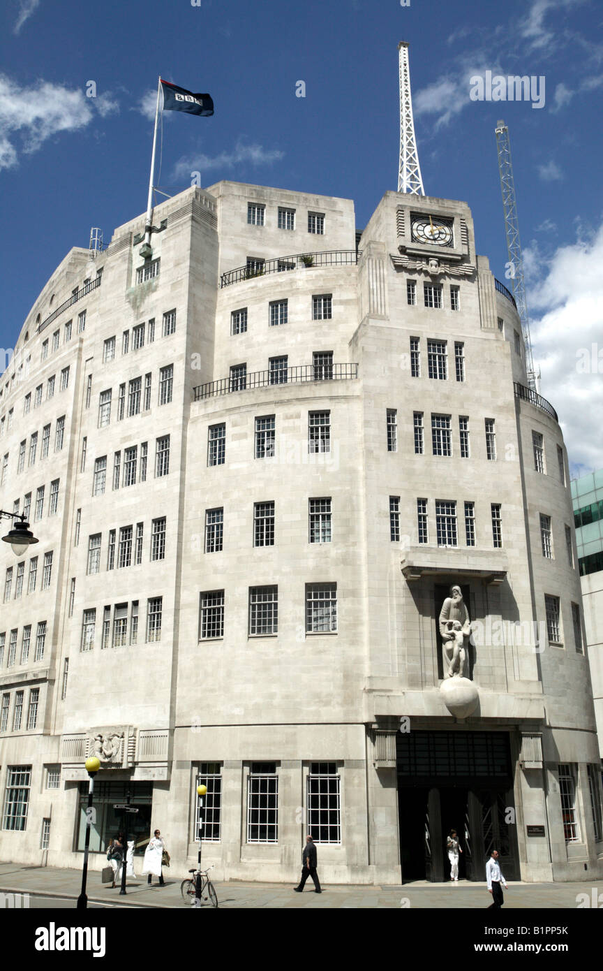 Wide-angle view of Broadcasting House in Portland Place Stock Photo