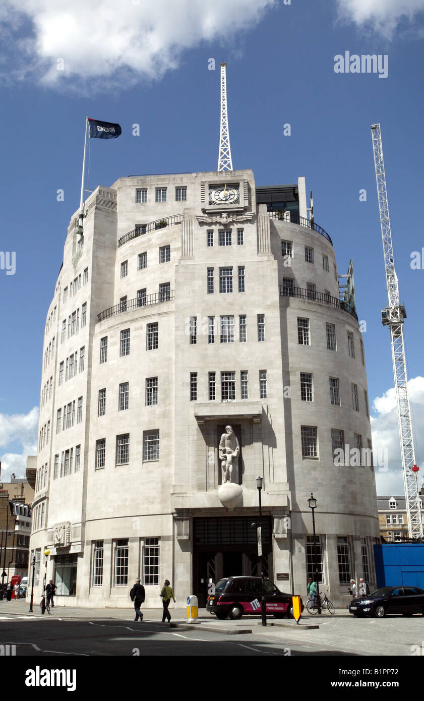 Wide-angle view of Broadcasting House in Portland Place Stock Photo