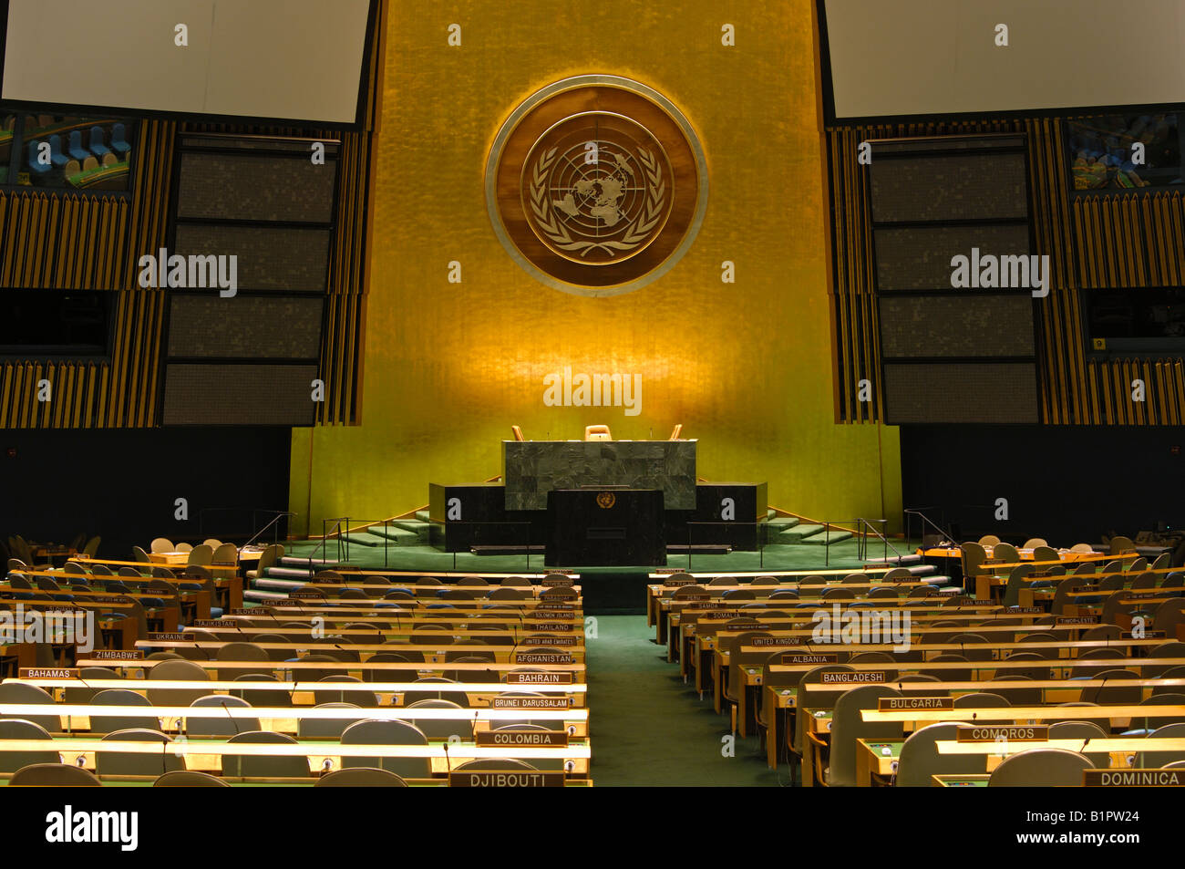 General Assembly Hall, United Nations, New York, USA Stock Photo