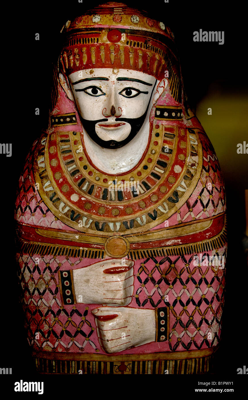 Anthropoid mummy case of a man Egypt Egyptian museum Stock Photo