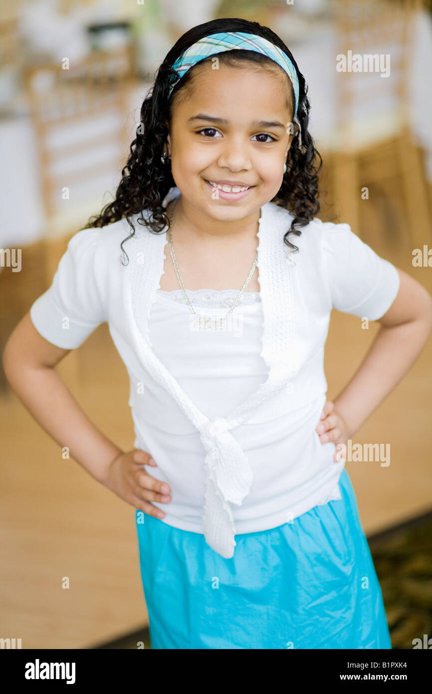 Young Hispanic girl smiling Stock Photo Alamy