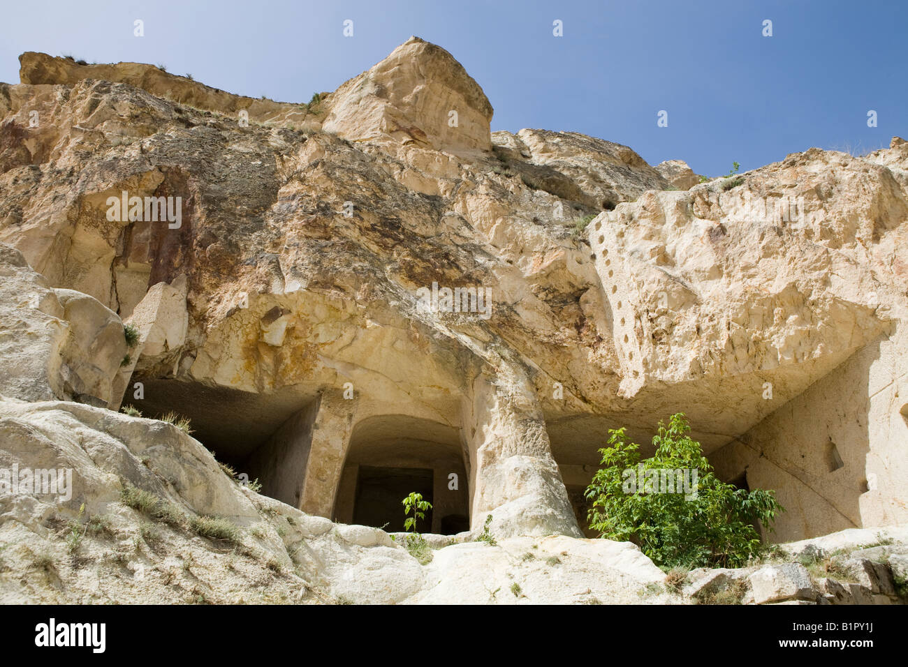 Remains of cave houses in the Urgup region of Cappadocia, Central Anatolia Turkey Stock Photo
