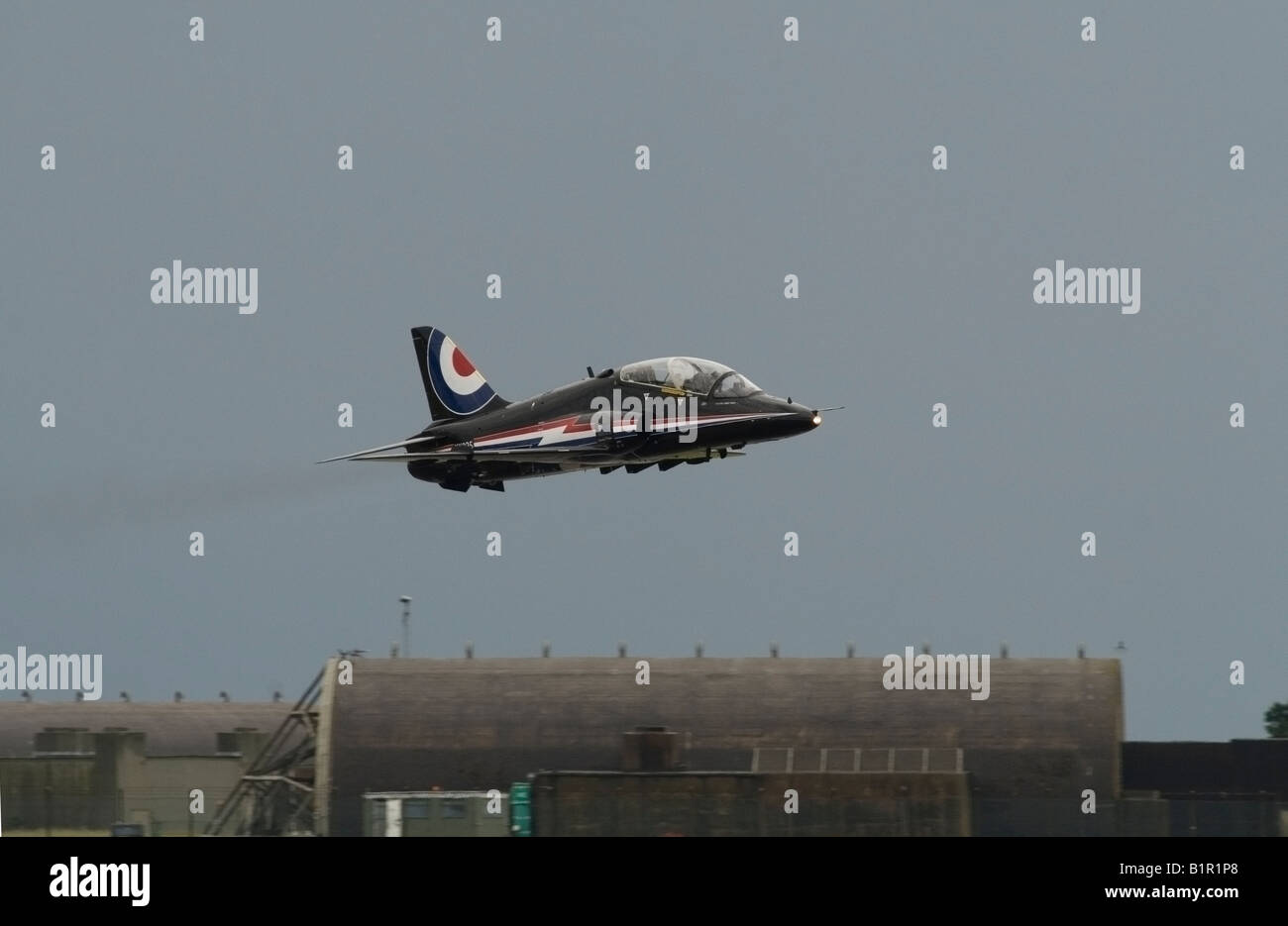 RAF Hawk jet trainer on take off Stock Photo