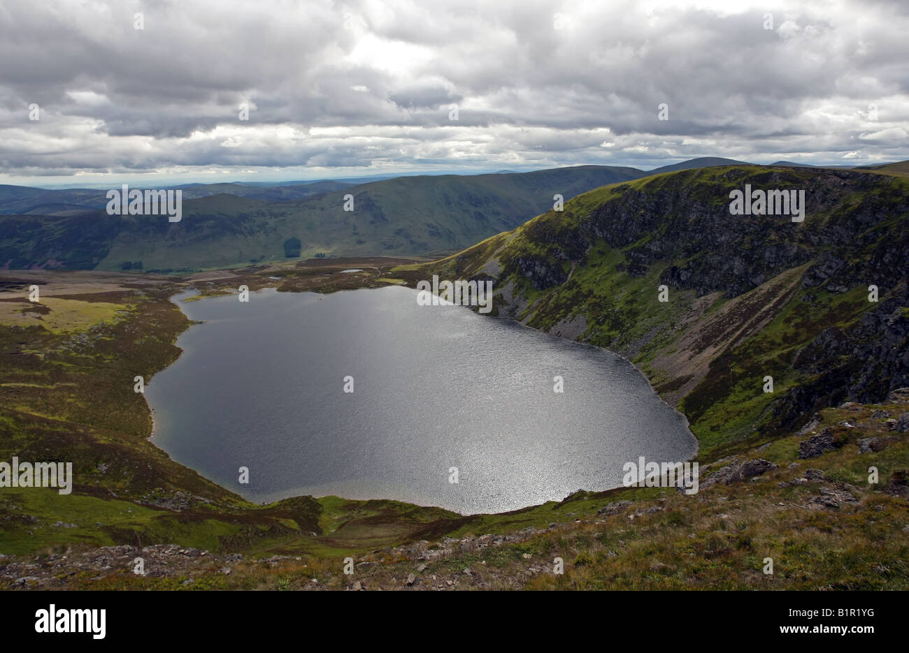 Loch Brandy, Angus, Scotland, seen from Green Hill looking across the