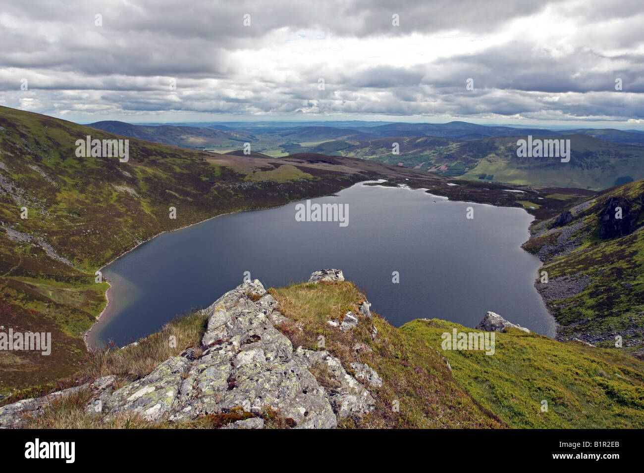Loch Brandy, Angus, Scotland, seen from Green Hill looking across the