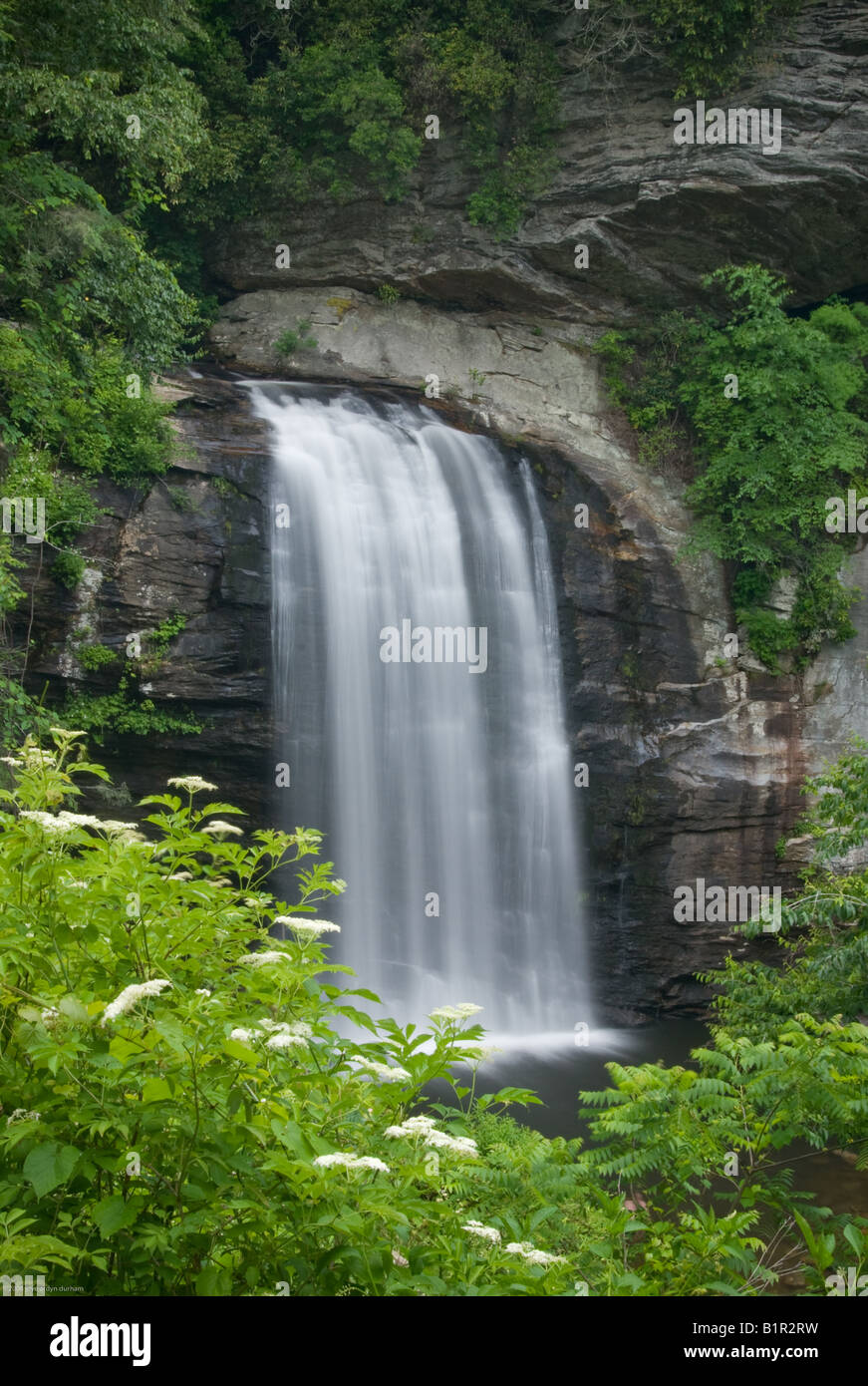 Looking Glass Falls near Brevard North Carolina and the Blue Ridge Parkway Stock Photo