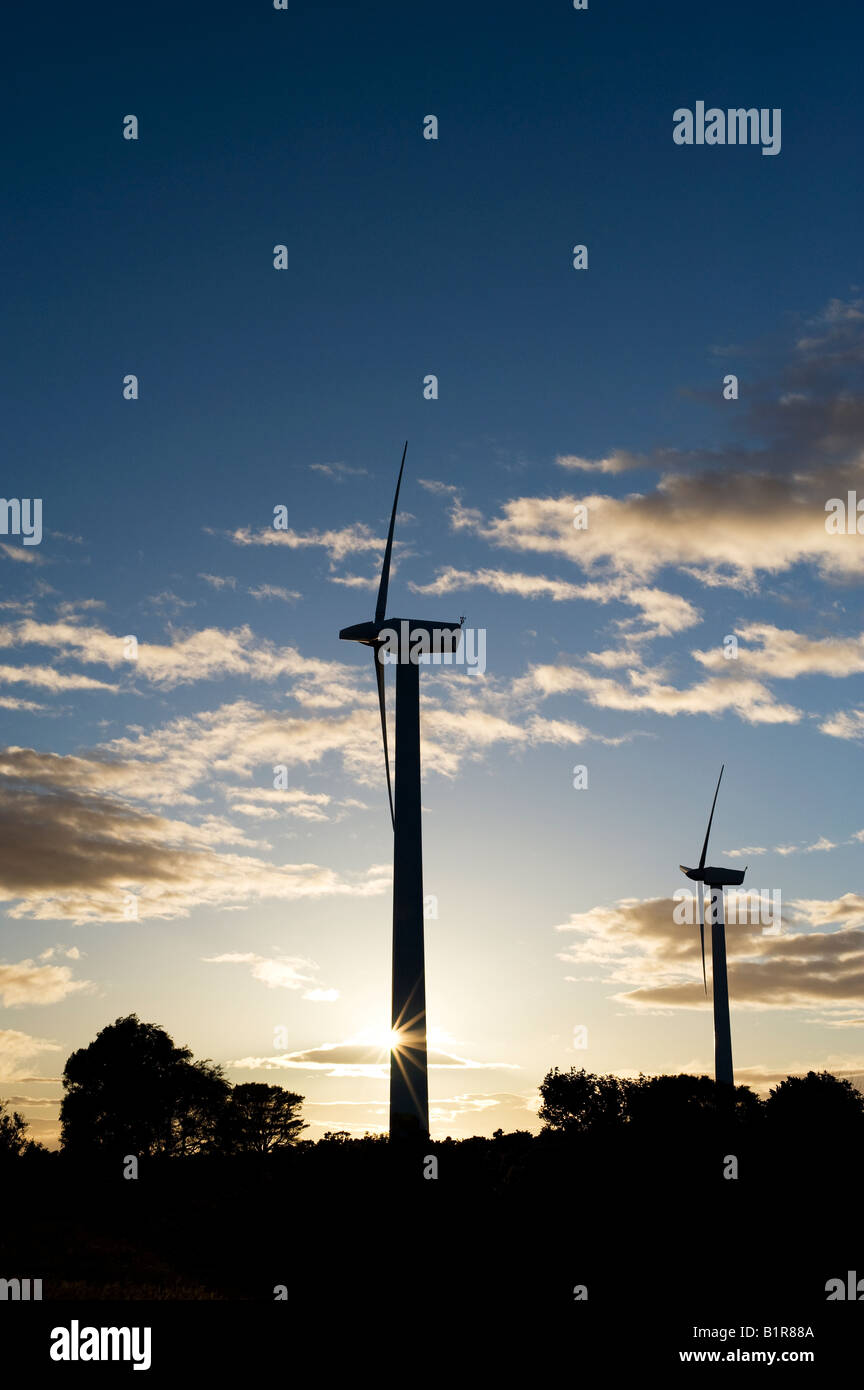 Wind Turbine silhouette at sunset. Scotland Stock Photo - Alamy