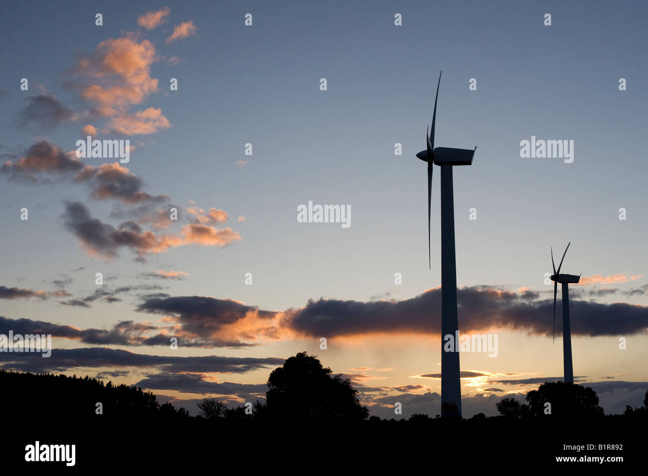 Wind Turbine silhouette at sunset. Scotland Stock Photo - Alamy