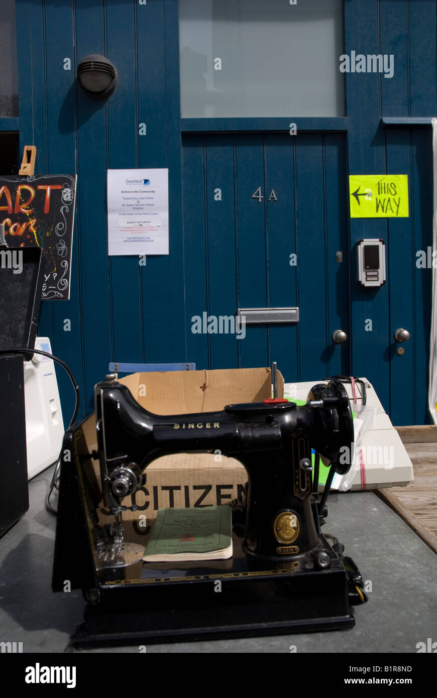 A sewing machine for sale in the North Laines area of Brighton An area