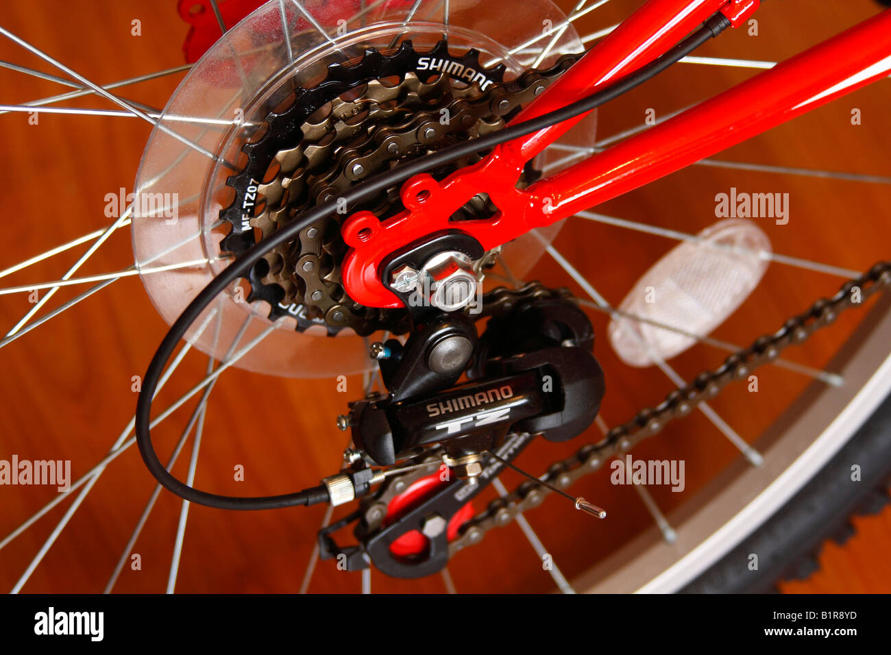 Shimano Geared Bicycle, close up Stock Photo