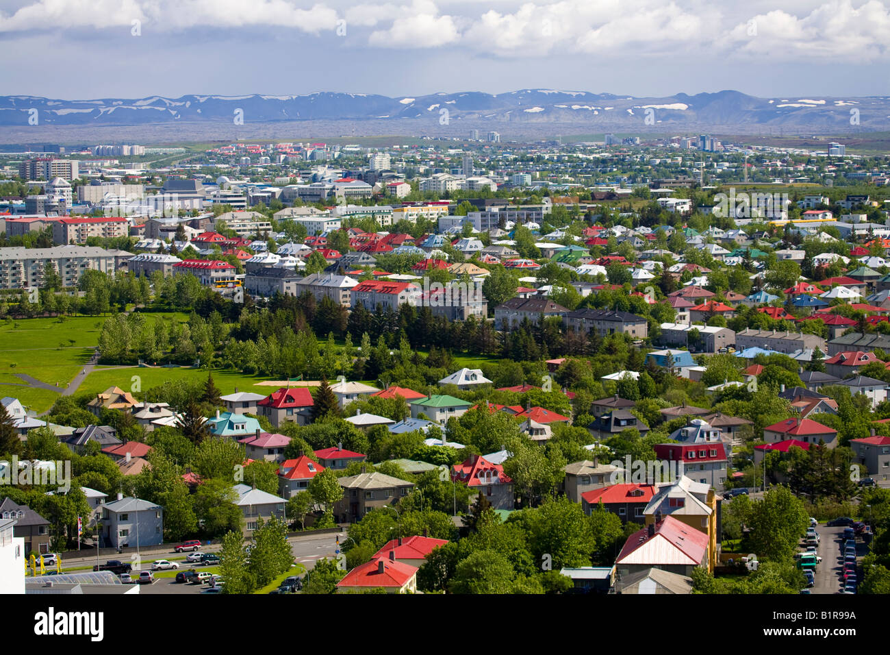 colourful houses and rooftops Reykjavik Iceland Stock Photo