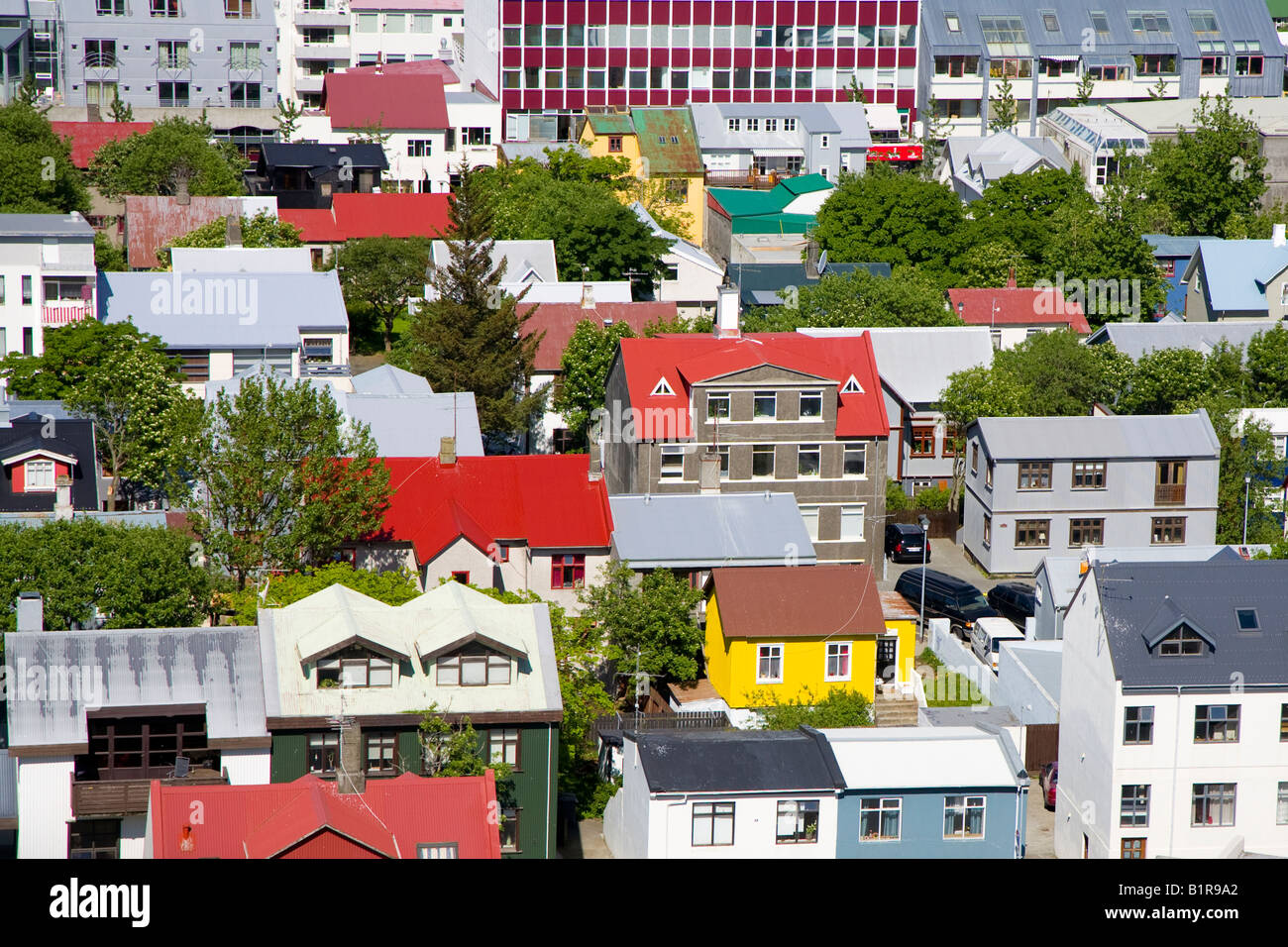 colourful houses and rooftops Reykjavik Iceland Stock Photo