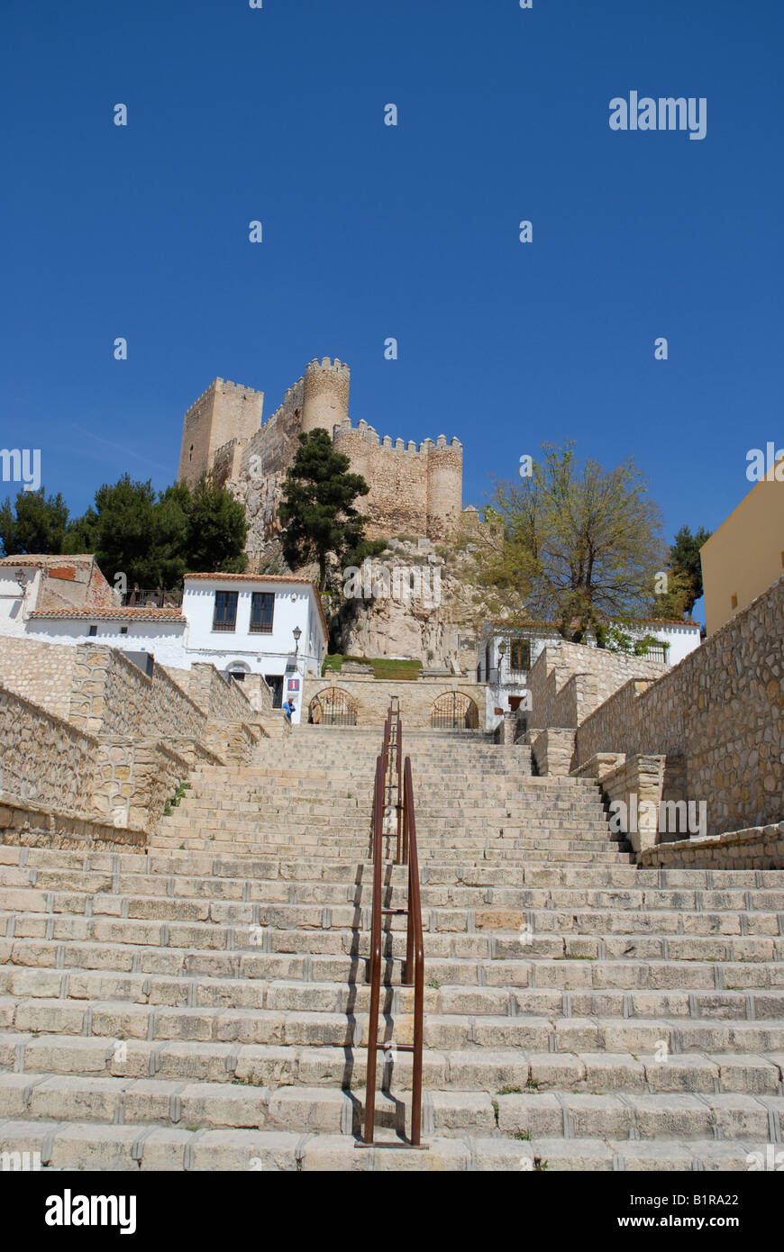 Tourist Information Office & Castle, Almansa, Albacete Province, Castile-La-Mancha, Spain Stock Photo