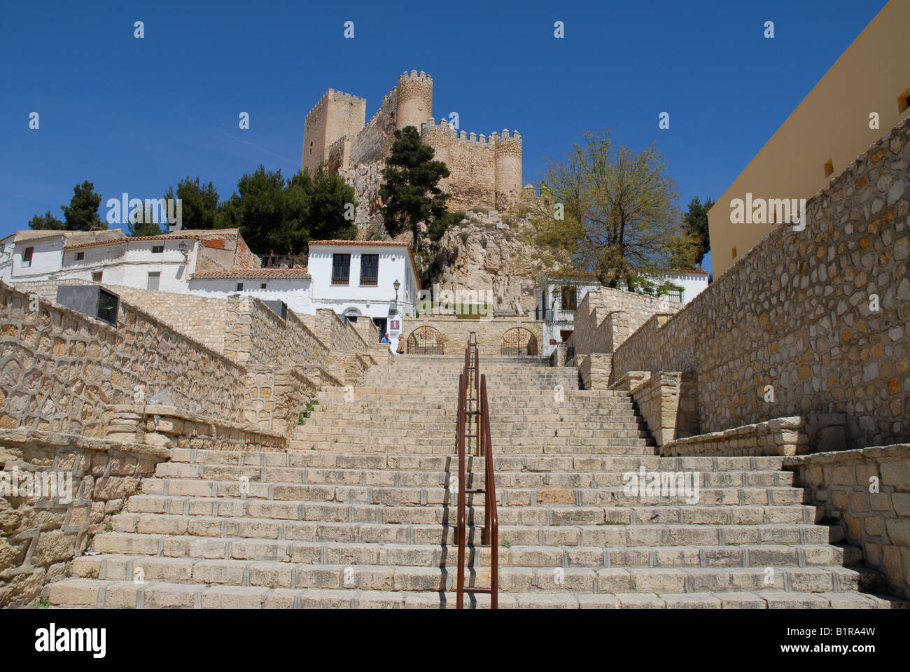 Tourist Information Office & Castle, Almansa, Albacete Province, Castile-La-Mancha, Spain Stock Photo