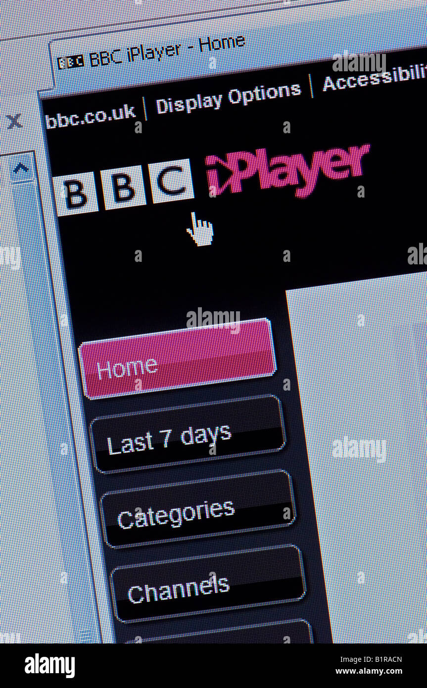 Macro screenshot of BBC iPlayer on the BBC website (Editorial use only) Stock Photo