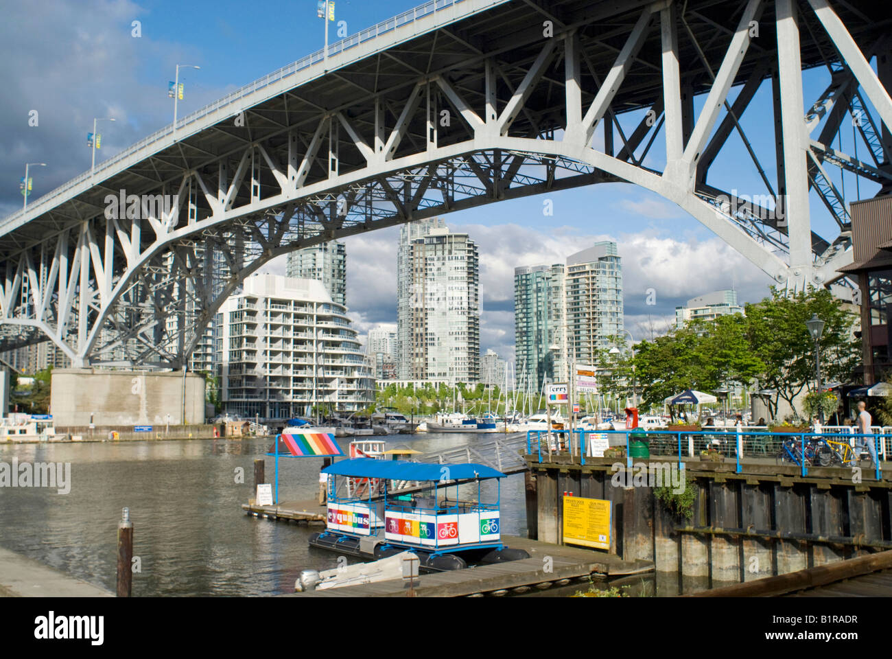 The Granville Street Bridge in Vancouver is a medium level steel bridge with a through truss swing span Stock Photo