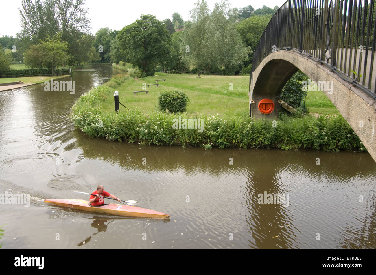 Kayaking on River Wey Guildford Surrey UK Stock Photo