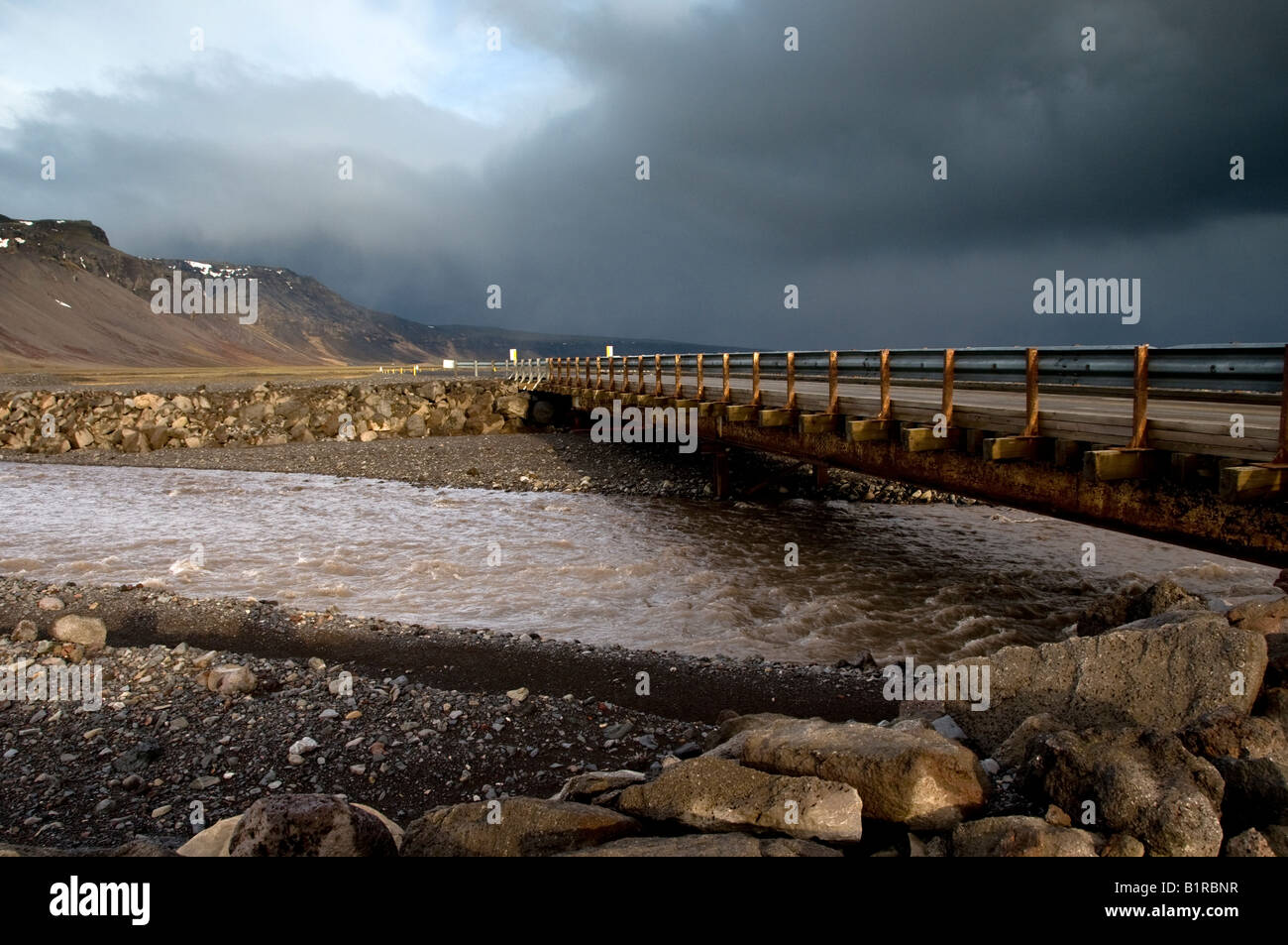 Bridge on Road no. 1 near Svinafell. Skaftafell National Park. Iceland Stock Photo