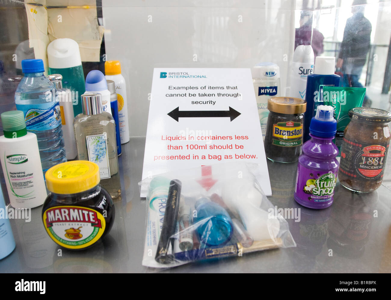 Examples of items that cannot be take through airport security and