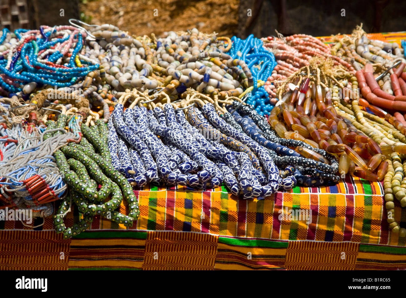 Bead necklaces from Ghana at a multi-cultural festival Stock Photo