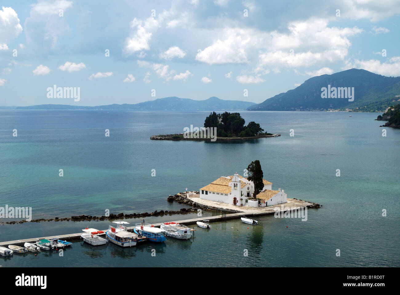 17th century Vlaheraina monastery and Pontikonisi Island (Mouse Island ...