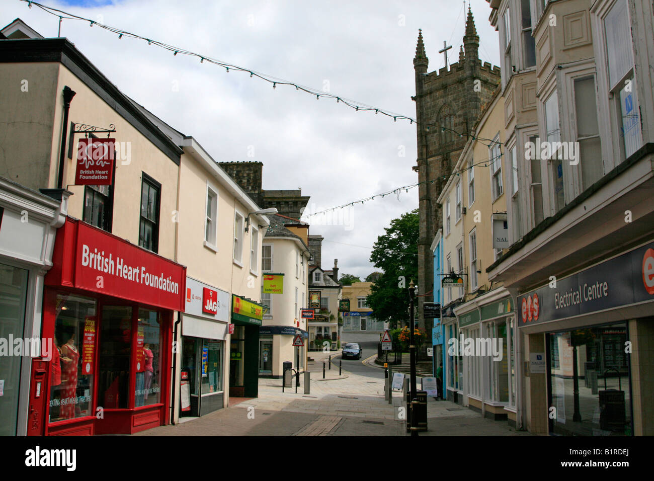 St Austell (Cornish Sen Ostell) town centre high street Cornwall, England, UK Stock Photo Alamy