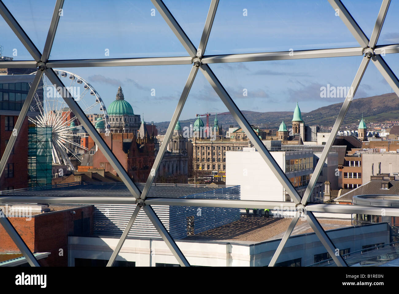 Belfast Skyline from the Vistoria Square Dome Stock Photo