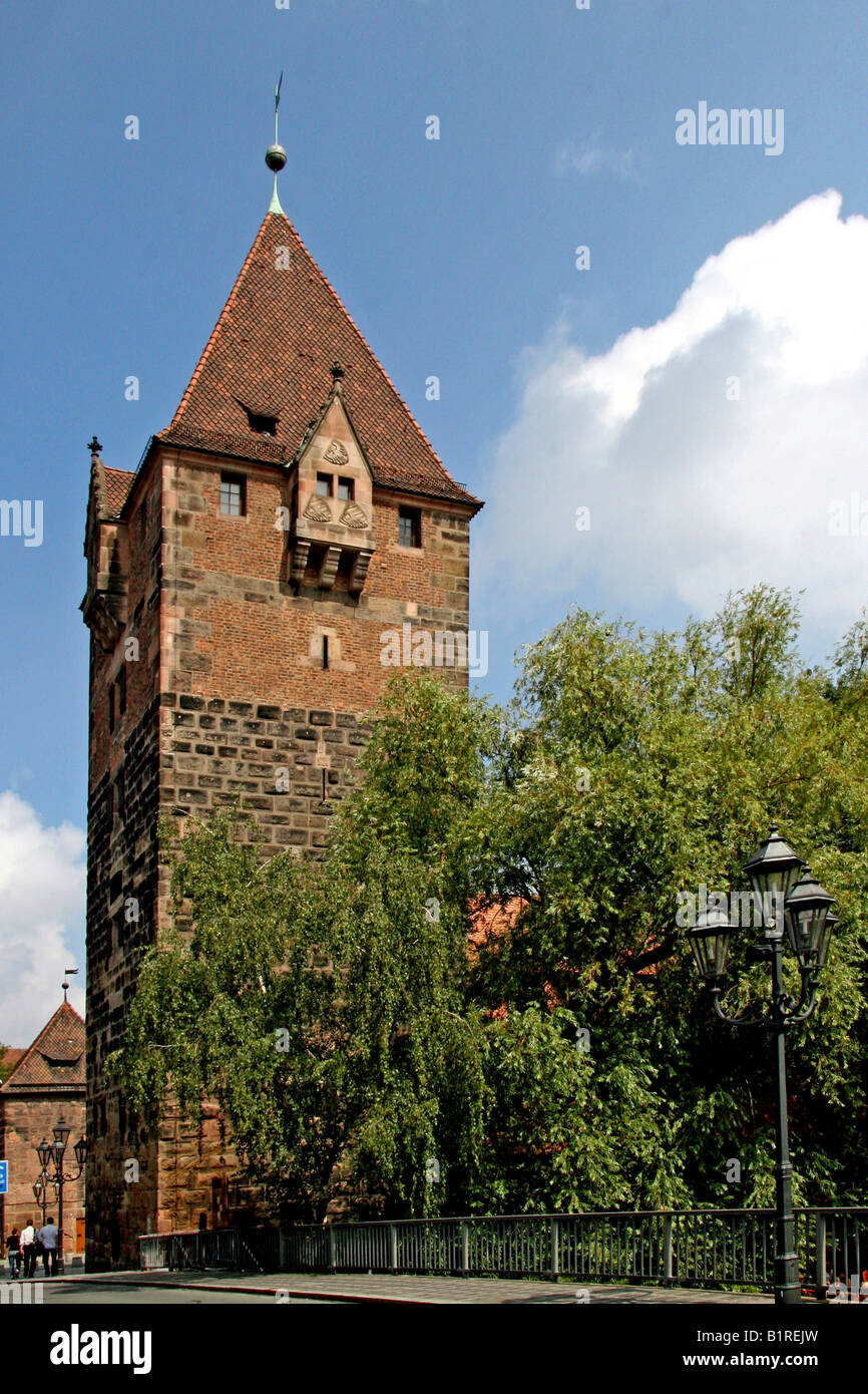 Schuldturm Maennereisen, debtors prison tower, built in 1323 under the supervision of master builder Conrad Stromer, Nuremberg, Stock Photo