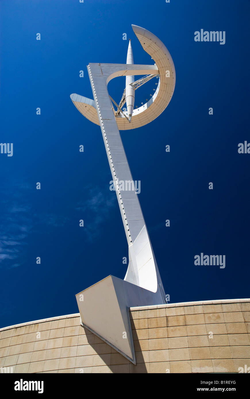 Torre Telefónica or Montjuic Tower on the olympic grounds, Montjuic, Barcelona, Spain, Europe Stock Photo