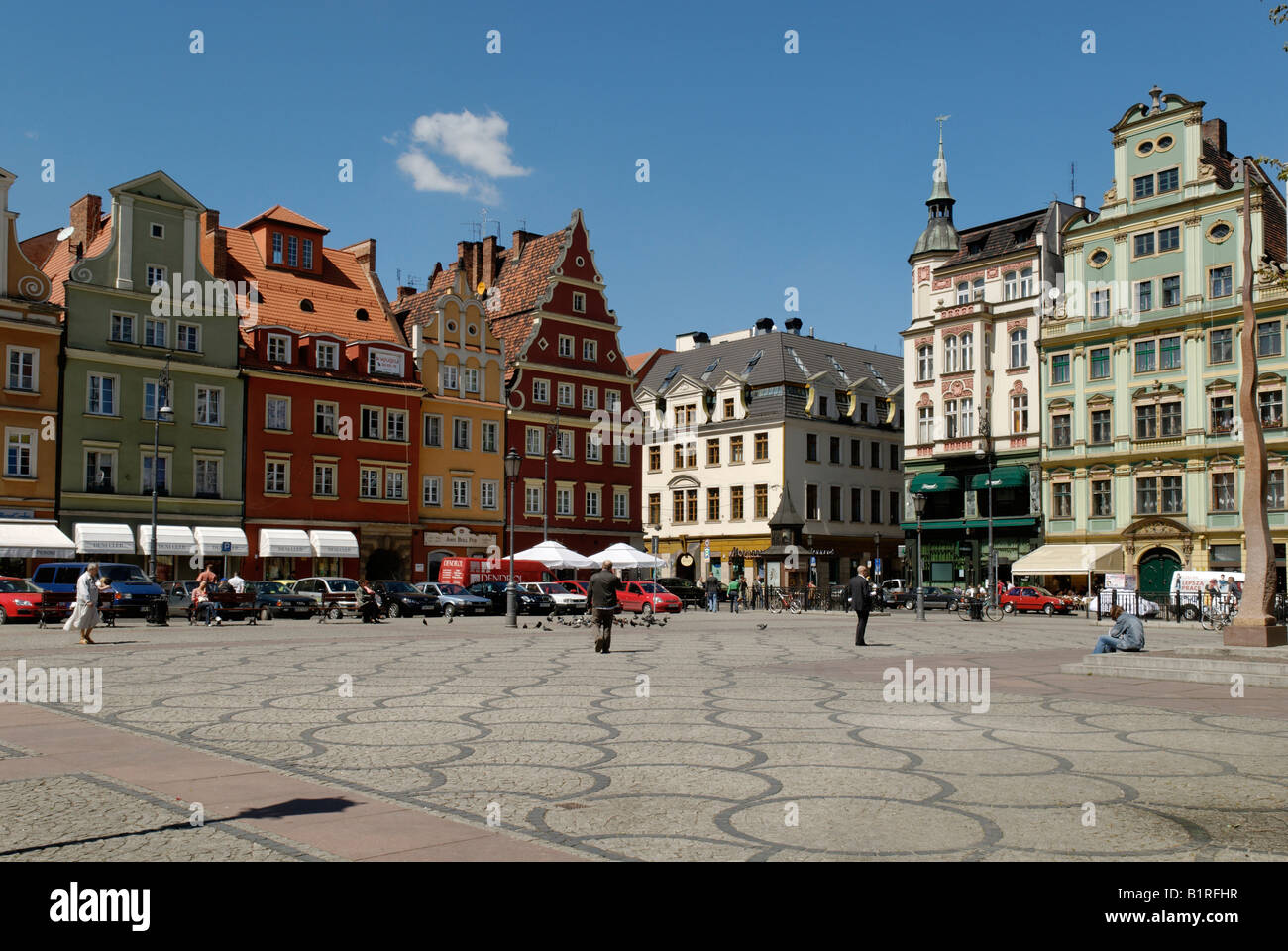 Plac Solny Market Square, rynek of Wroclaw, Silesia, Poland, Europe Stock Photo