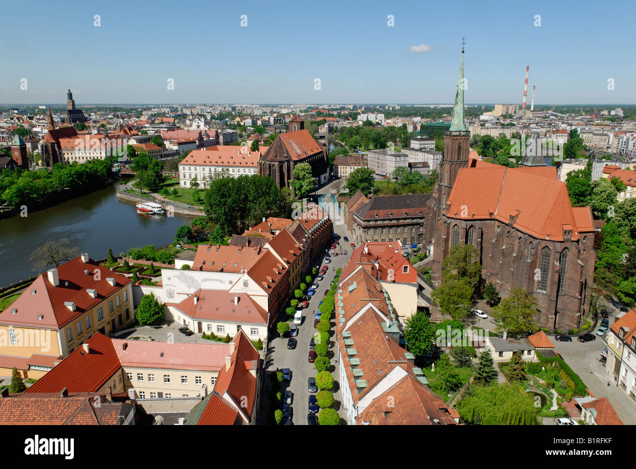 View of Wroclaw from the cathedral, Wroclaw, Silesia, Poland, Europe Stock Photo