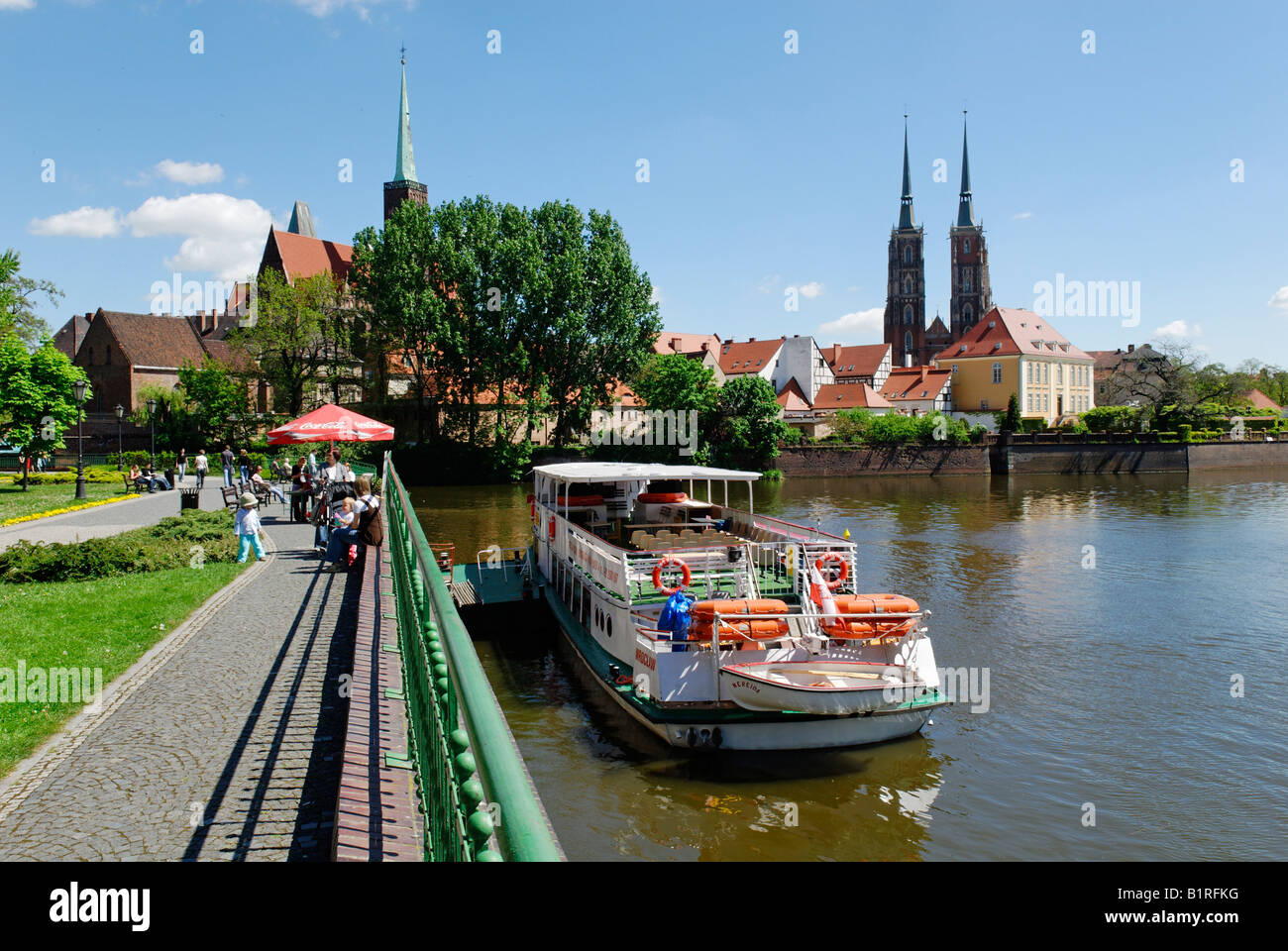 Excursion boat on the River Oder, Wroclaw, Silesia, Poland, Europe Stock Photo