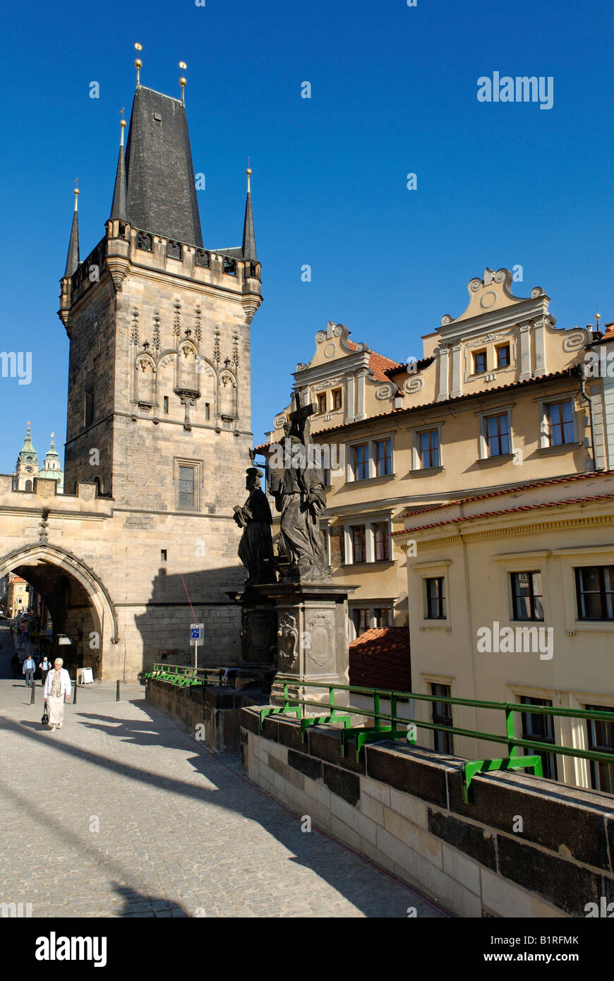 Malá Strana, Lesser Town Bridge Tower, Charles Bridge, UNESCO World Heritage Site, Prague, Czech Republic, Czechia, Europe Stock Photo