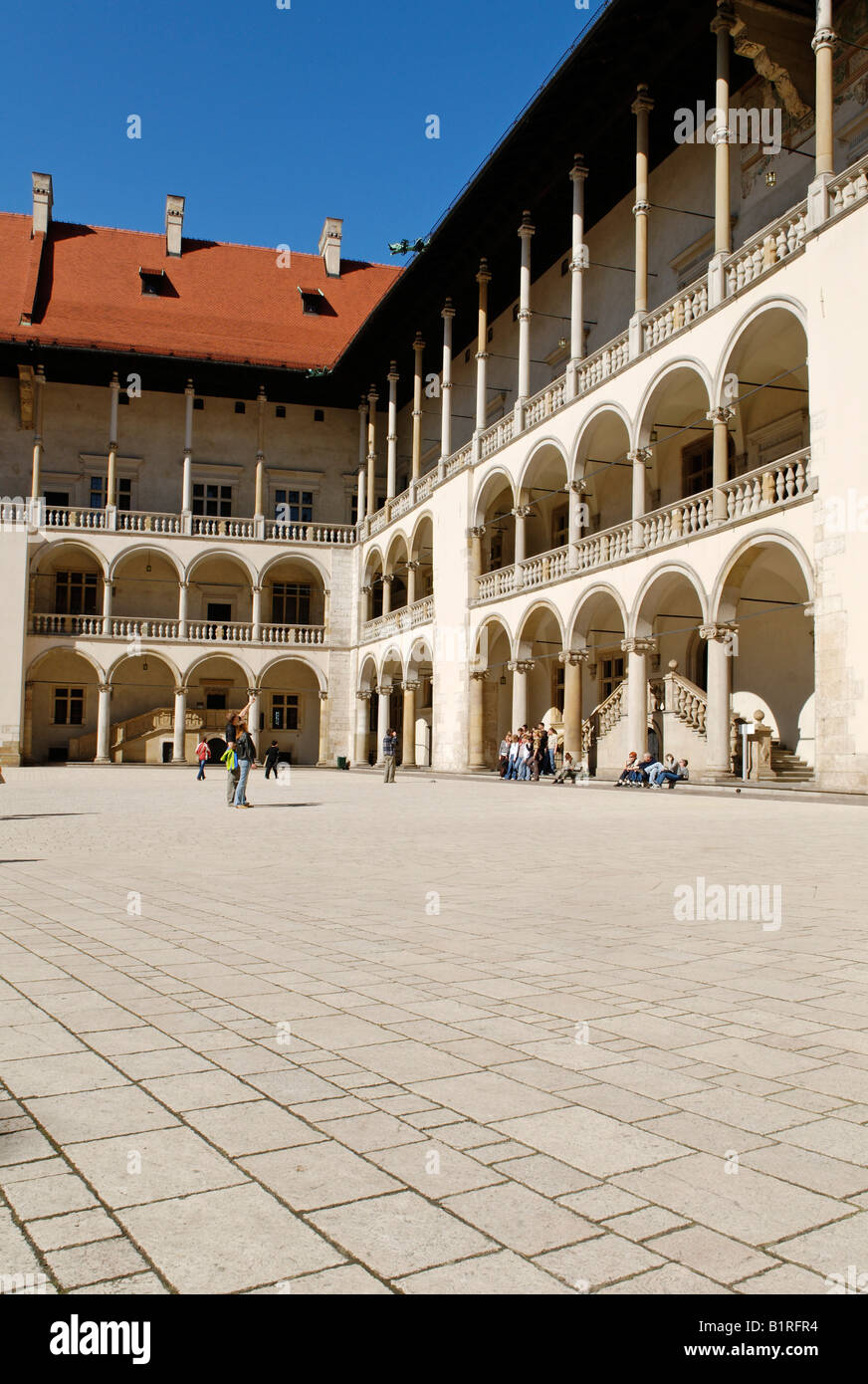 Renaissance courtyard of the Palace on Wawel Hill, UNESCO World Heritage Site, Kraków, Poland, Europe Stock Photo