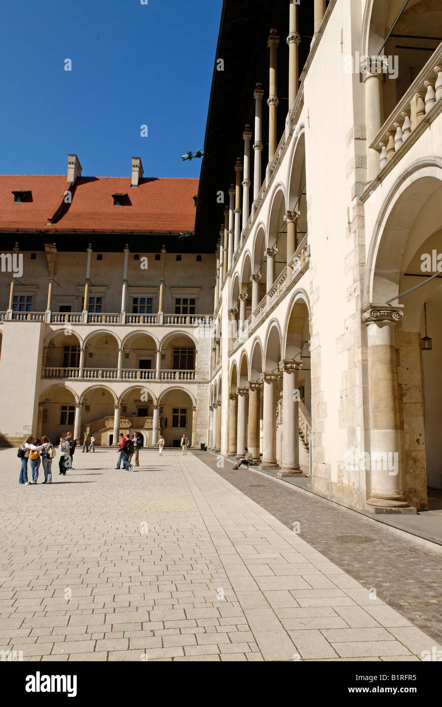 Renaissance courtyard of the Palace on Wawel Hill, UNESCO World Heritage Site, Kraków, Poland, Europe Stock Photo