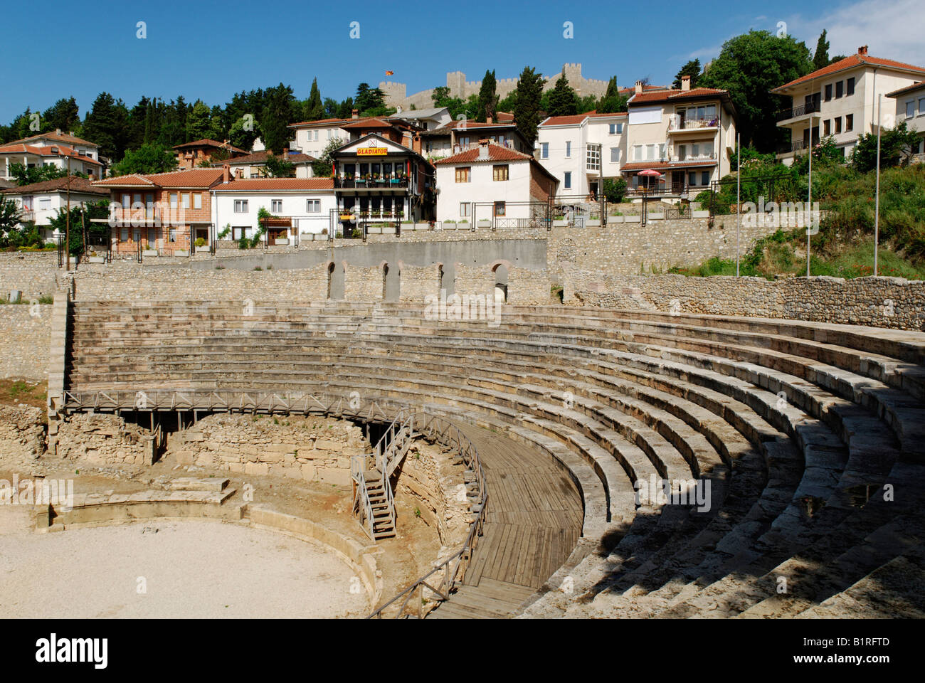 Ancient theatre in Ohrid on Lake Ohrid, UNESCO World Heritage Site