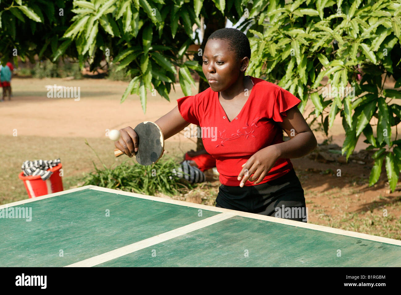 Table tennis in an HIV help group, Bafut, Cameroun, Africa Stock Photo