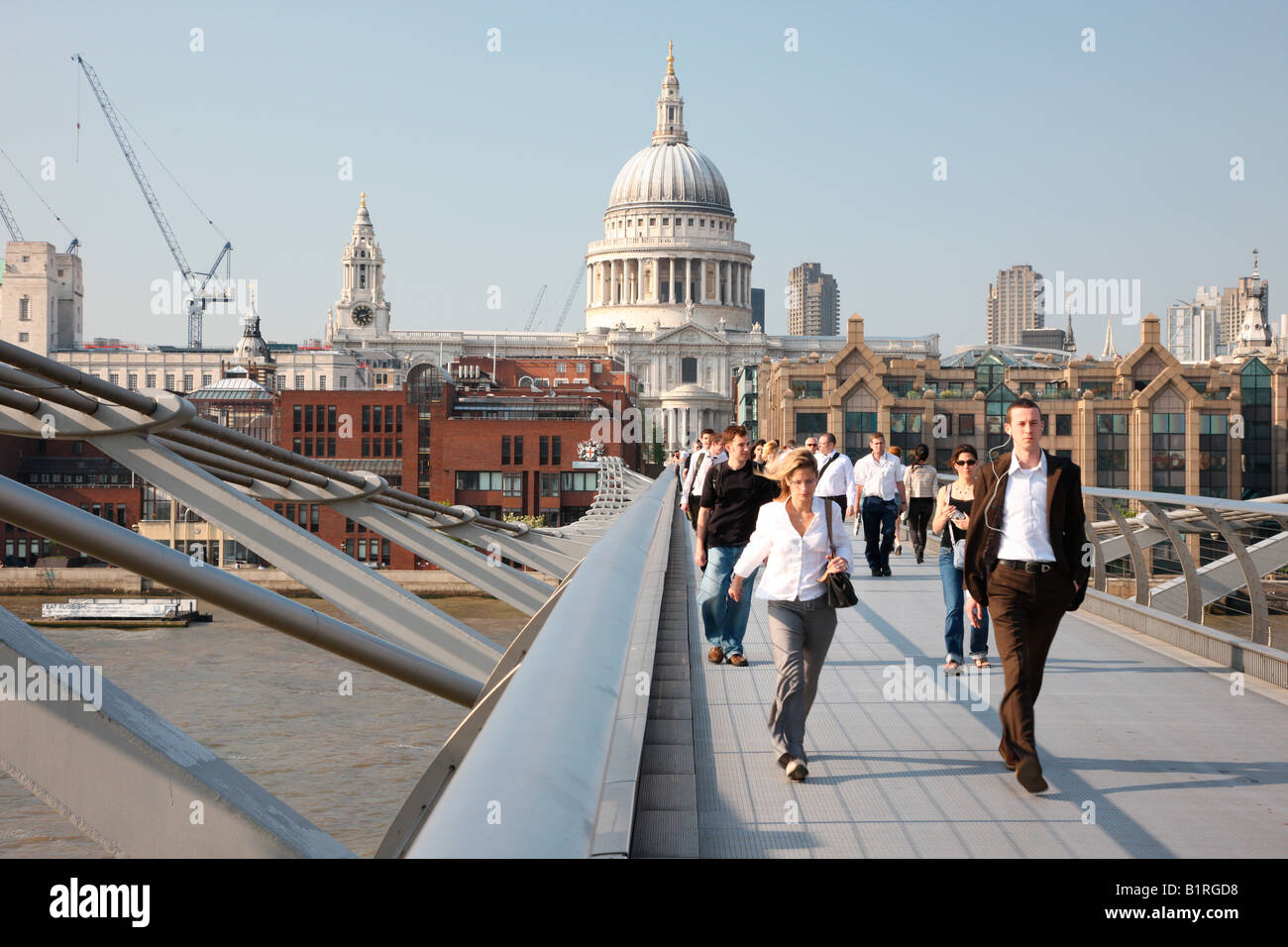 View towards St. Paul's Cathedral from Gateshead Millennium Bridge, London, England, Great Britain, Europe Stock Photo