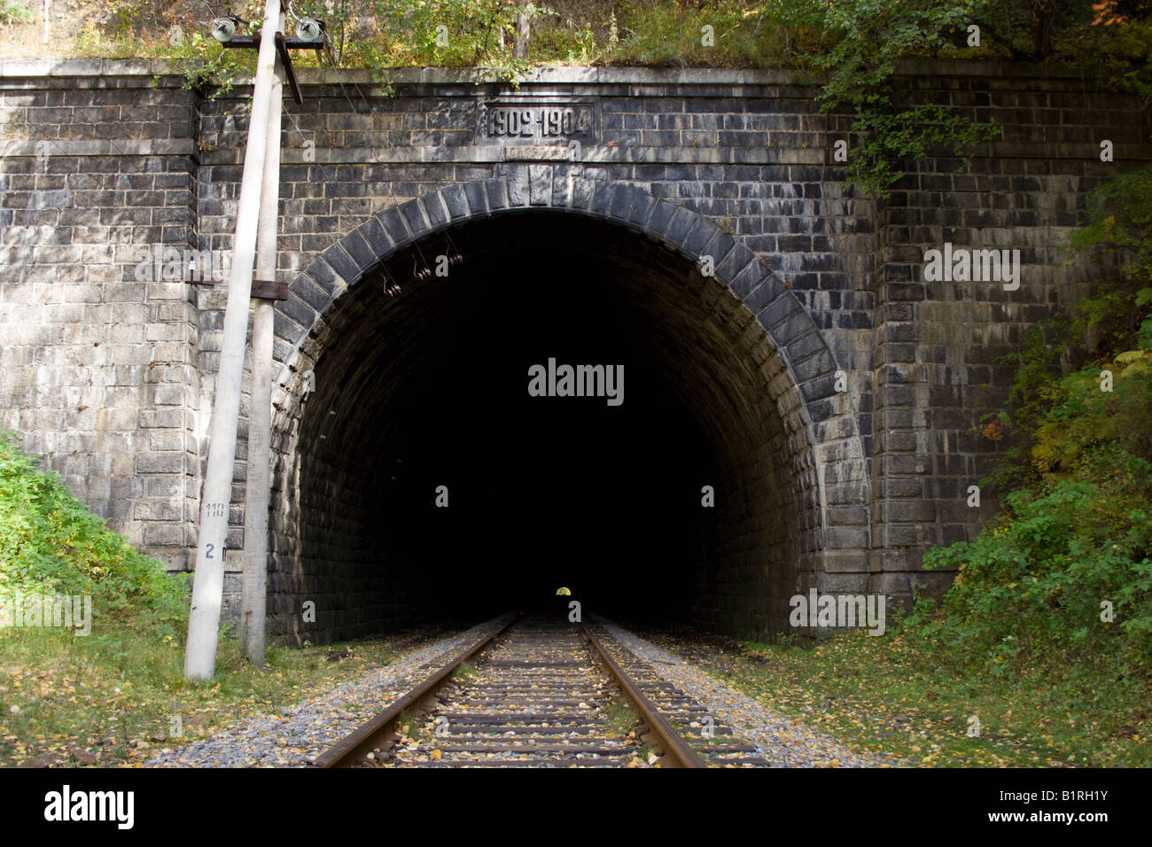 entrance to the tunnel CircumBaikal railroad Stock Photo