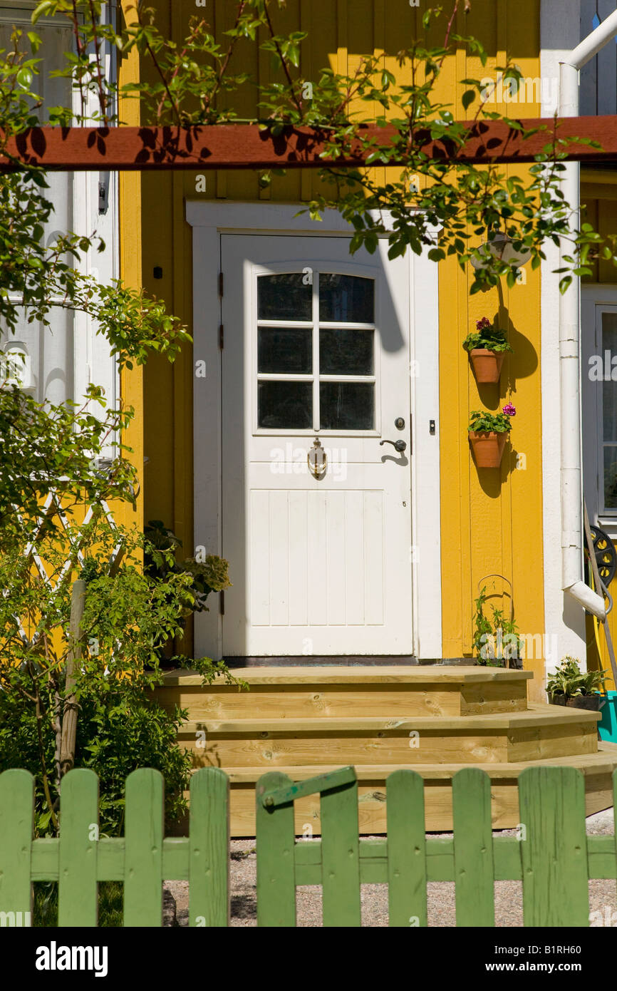 Entrance door to a Swedish house, Vaxholm, Sweden, Scandinavia, Europe