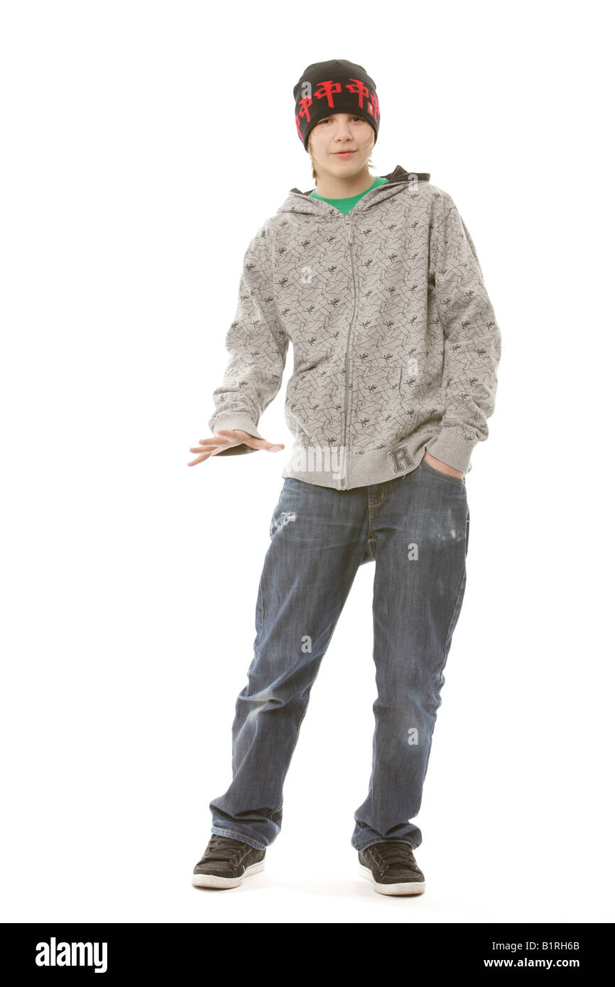 13-year-old boy wearing a cool outfit Stock Photo