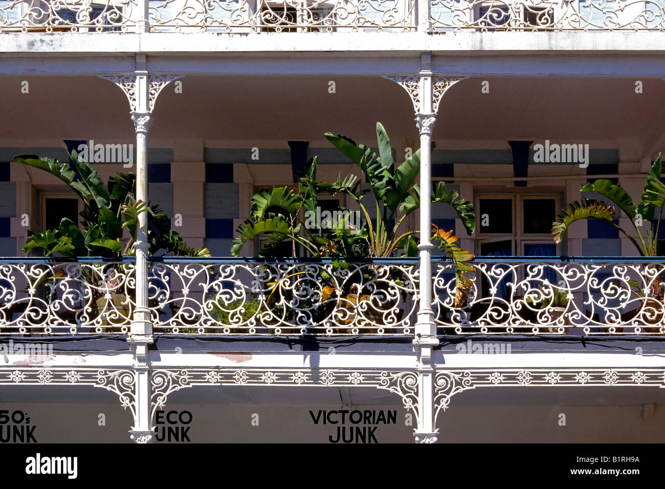 Balcony of a Victorian building, iron gate, iron lace, Long Street