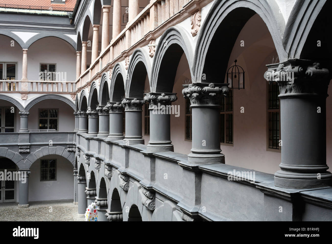 Inner courtyard of the Ehemaliges Hauptmuenzamt, former main mint, historic city centre, Munich, Bavaria, Germany, Europe Stock Photo